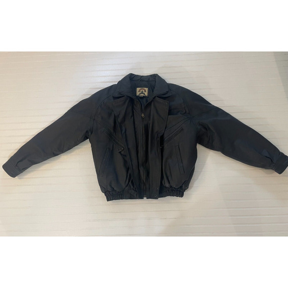 VINTAGE Phase 2 Leather Jacket Mens XL Black Bomber Riding Motorcycle Phase 2 - Picture 9 of 13